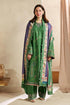 FULLY EMBROIDERED 3PC DHANAK DRESS WITH PRINTED DHANAK SHAWL-EZ709