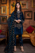 EMBROIDERED 3PC UNSTITCHED VELVET DRESS WITH SILK TROUSER-EZ373