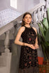 EMBROIDERED 2PC UNSTITCHED DRESS VELVET WITH JAMAWAR TROUSER (Black)-EZ043