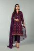 EMBROIDERED MIRROR WORK 3PC LINEN DRESS WITH CHIFFON DUPATTA-EZ289